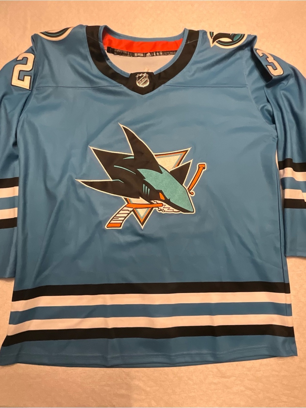 adidas San Jose Sharks Barclay Goodrow #23 NHL Hockey Jersey Men's 56 Blue